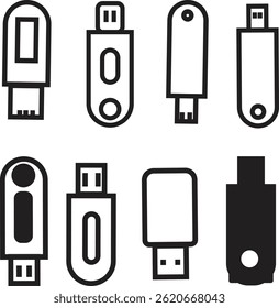 Storage Device, Flash Memory Modern Flat Icon Concept Design Storage Device Line Icon