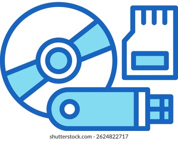 Storage Device Icon Blue Vector Illustration