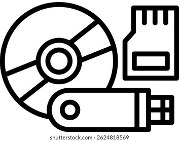 Storage Device Icon Line Vector Illustration