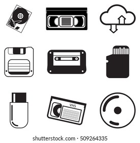 Storage devices icon set