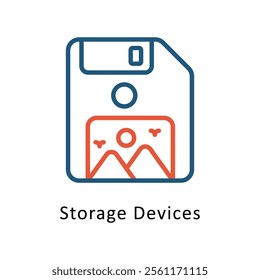 Storage Devices Vector Two Color Icon. Eps file 10