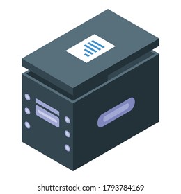 Icono del cuadro de documento de almacenamiento. Isométrico del icono vectorial del cuadro de documento de almacenamiento para el diseño web aislado en fondo blanco