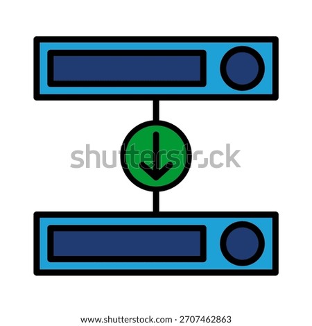 Storage Download Transmission Disk Blue Base Color Hard disk Internet HDD SSD Memory Cloud Link Computer Icon Logo Floppy Line Art Outline Illustration Elements