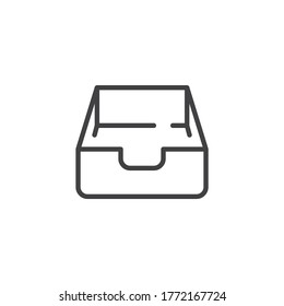 Storage, drawer line icon. linear style sign for mobile concept and web design. Cabinet archive outline vector icon. Symbol, logo illustration. Vector graphics