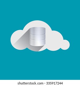 Storage drives sign in Cloud flat design icon. Cloud computing concept. Drives in cloud with long shadows. Vector illustration