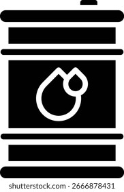 Speichertrommelsymbol mit einem Flüssigkeitssymbol, das sich speziell auf Öl oder flüssige Produkte wie Benzin, Diesel oder Schmierstoffe bezieht.