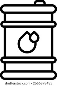 Storage drum icon with a liquid symbol, which specifically refers to oil or liquid products such as gasoline, diesel, or lubricants.