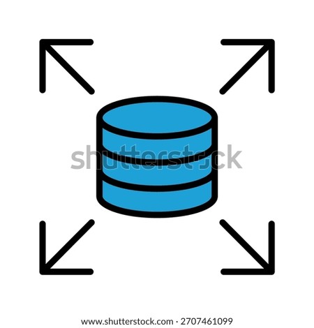 Storage Expansion Disk Blue Base Color Hard disk HDD SSD Memory Cloud Link Computer Icon Logo Floppy Line Art