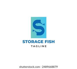 Storage fish icon logo design template