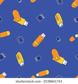 Storage  Flash Drive Vector Seamless Pattern illustration for Print, Wallpaper, Decoration.