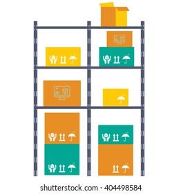Storage full of delivery boxes. Logistic vector  illustration