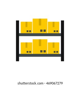 Storage of goods icon in flat style isolated on white background. Warehousing symbol