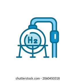 Storage H2 color line icon. Hydrogen energy. Isolated vector element. Outline pictogram for web page, mobile app, promo