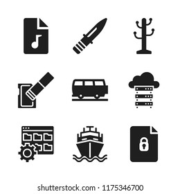 storage icon. 9 storage vector icons set. folder management, sd card and van icons for web and design about storage theme