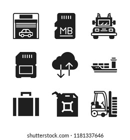 storage icon. 9 storage vector icons set. cargo ship, briefcase and garage icons for web and design about storage theme