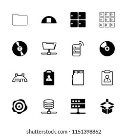 Storage icon. collection of 16 storage filled and outline icons such as cargo barn, server, cd, resume, folder, barn, memory card. editable storage icons for web and mobile.