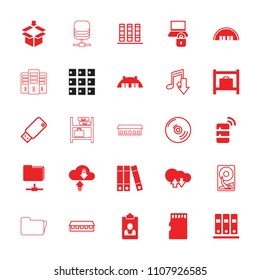 Storage icon. collection of 25 storage filled and outline icons such as barn, memory card, server, cloud download upload, binder. editable storage icons for web and mobile.