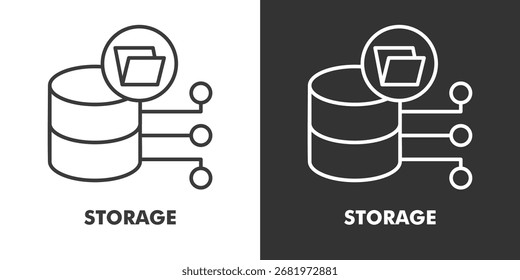 Icono de almacenamiento lleno de Ilustración vectorial de contorno en blanco y negro