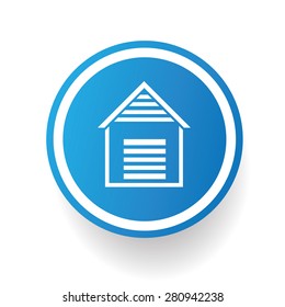 Storage icon on blue button,white background,clean vector