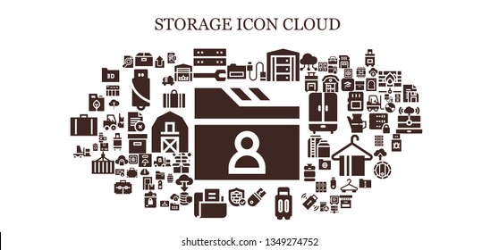 storage icon set. 93 filled storage icons.  Collection Of - Folder, Box, Server, Usb, Suitcase, Firewall, Forklift, Fuel, Upload, Hard disk, Tank, Hangar, Pendrive, Barn, Container