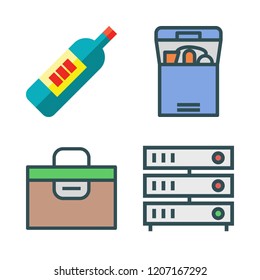 storage icon set. vector set about box, servers and wine bottle icons set.
