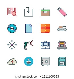 storage icon set. vector set about briefcase, tank, download and file icons set.