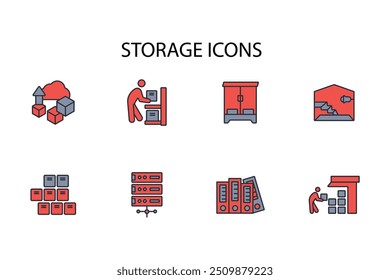 storage icon set.vector.Editable stroke.linear style sign for use web design,logo.Symbol illustration.