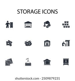 storage icon set.vector.Editable stroke.linear style sign for use web design,logo.Symbol illustration.