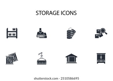 storage icon set.vector.Editable stroke.linear style sign for use web design,logo.Symbol illustration.