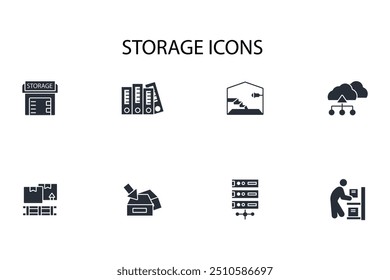 storage icon set.vector.Editable stroke.linear style sign for use web design,logo.Symbol illustration.