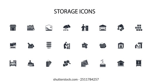 storage icon set.vector.Editable stroke.linear style sign for use web design,logo.Symbol illustration.