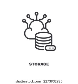 storage icon. Thin line storage icon from artificial intellegence collection. Outline vector isolated on white background. Editable storage symbol can be used web and mobile