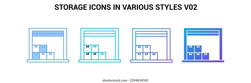 Storage icon visualized simply Blue, Dualline, Gradient, Fill style.