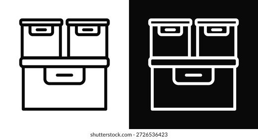 Icono de almacenamiento de estilo de fondo blanco y negro