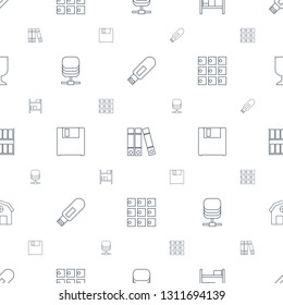 storage icons pattern seamless white background. Included editable line flash drive, binder, cargo barn, server, diskette, luggage storage icons. storage icons for web and mobile.