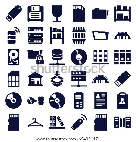 Storage Icons Set Set 36 Storage Stock Vector Royalty Free