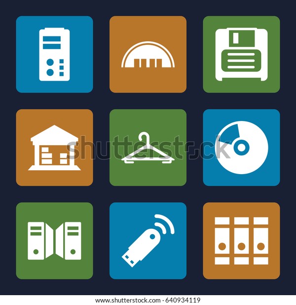 Storage Icons Set Set 9 Storage Stock Vector Royalty Free 640934119