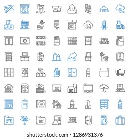 storage icons set. Collection of storage with suitcase, data transfer, folder, stock, fuel, cloud computing, oils, drawer, upload, silo, gas. Editable and scalable storage icons.