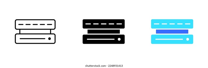 Storage of information line icon. Store the data, cloud storage, online, hard disk, device, memory, flash drive. Technology concept. Vector icon in line, black and colorful style on white background