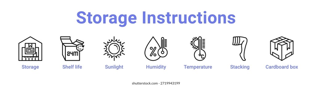 Storage Instructions icon banner and collection