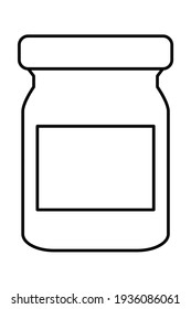 Storage jar. Sign, emblem, symbol. Linear, contour drawing. Vector. White background. Product storage container. It is used in manufacturing, medicine and cooking, and in web design.