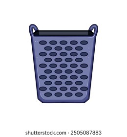 storage laundry basket plastic cartoon. clothes hamper, organizer container, durable lightweight storage laundry basket plastic sign. isolated symbol vector illustration