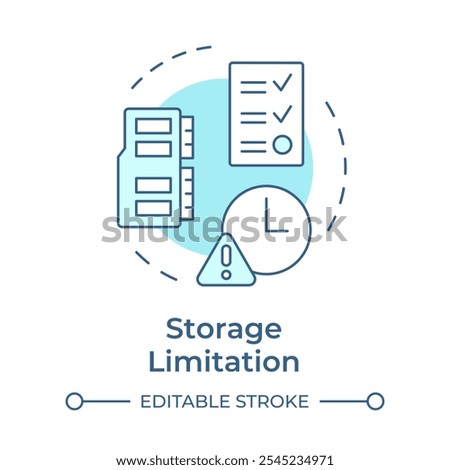Storage limitation soft blue concept icon. GDPR Principle. Retaining data only for necessary period. Round shape line illustration. Abstract idea. Graphic design. Easy to use in article