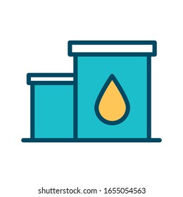 línea de almacenamiento y estilo de llenado diseño de iconos, industria petrolera, tecnología de combustible de gas, producción industrial y tema del petróleo. Ilustración de vectores