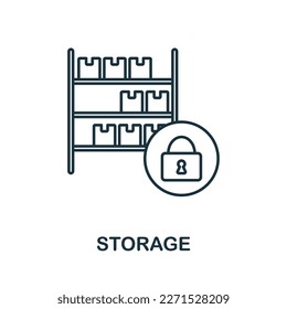 Icono de línea de almacenamiento. Monocromo simple icono de esquema de almacenamiento para plantillas, diseño web e infografías