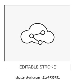  Storage line icon. Online cloud storage. Hyperlink for shared access. Web service concept. Isolated vector illustration. Editable stroke