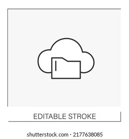 Storage line icon. Online cloud storage for folders with personal information. Web service concept. Isolated vector illustration. Editable stroke