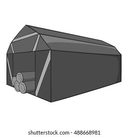 Storage location of tree icon in black monochrome style isolated on white background. Felling symbol vector illustration