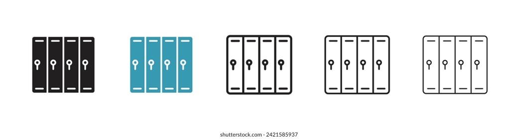 Storage Locker Vector Icon Set. Secure Compartment Vector Symbol for UI Design.