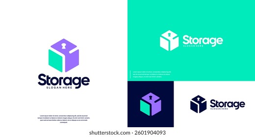 storage logo with the concept of digital technology, system security, protection, vector template design.